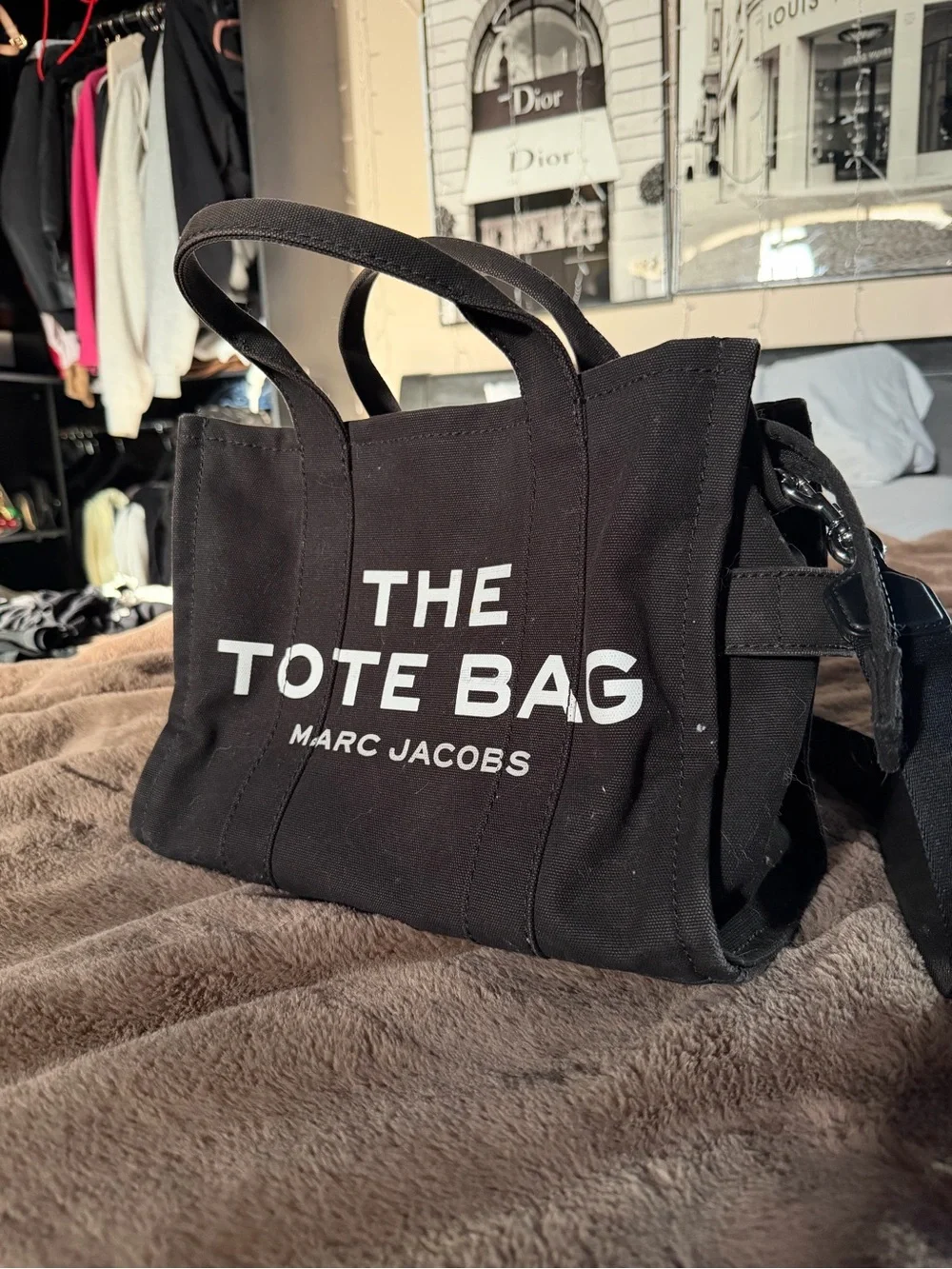 Marc Jacobs Black 'The Tote Bag' Canvas Tote with Removable Strap